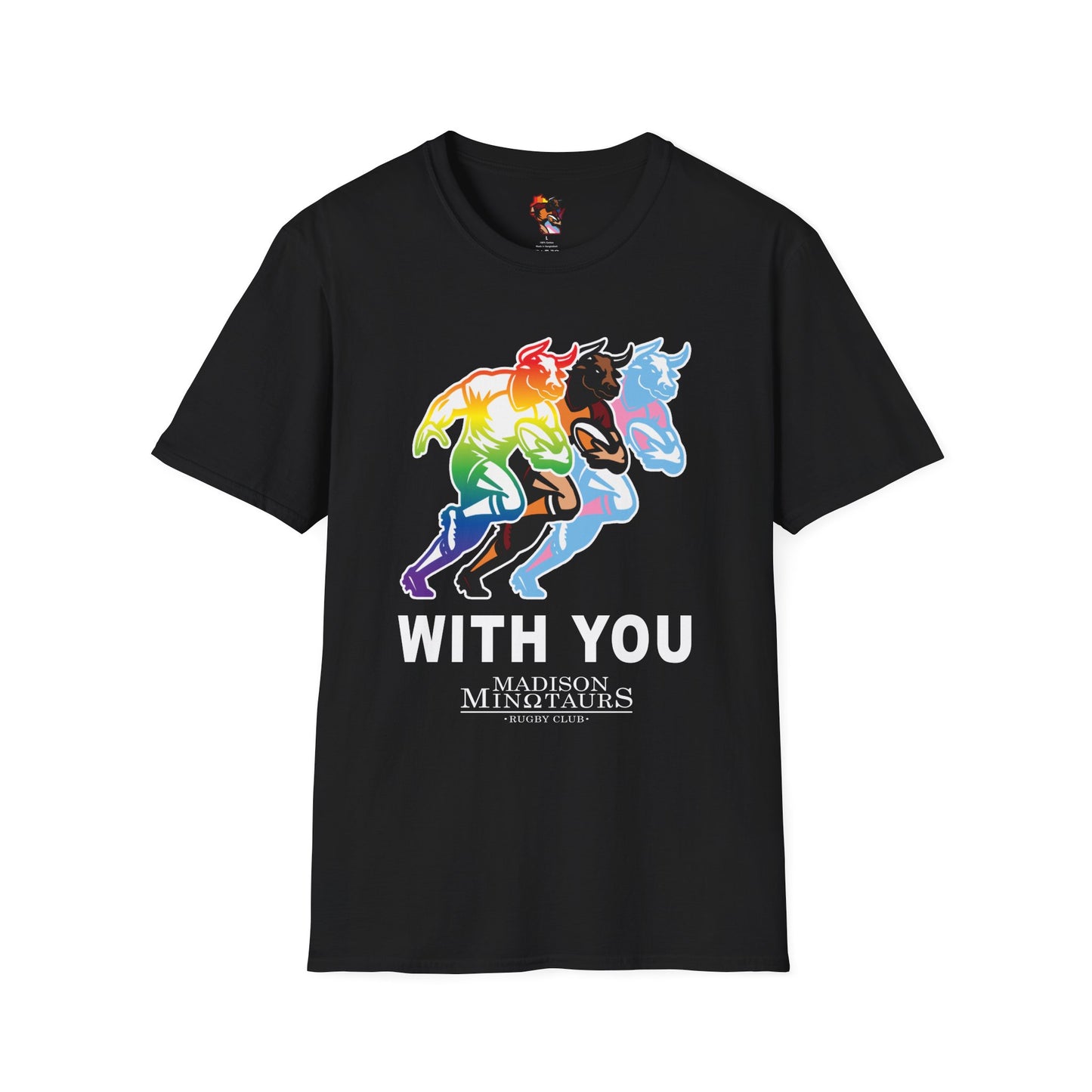 Rainbow Minotaur Running T‑Shirt — "With You" Graphic Tee