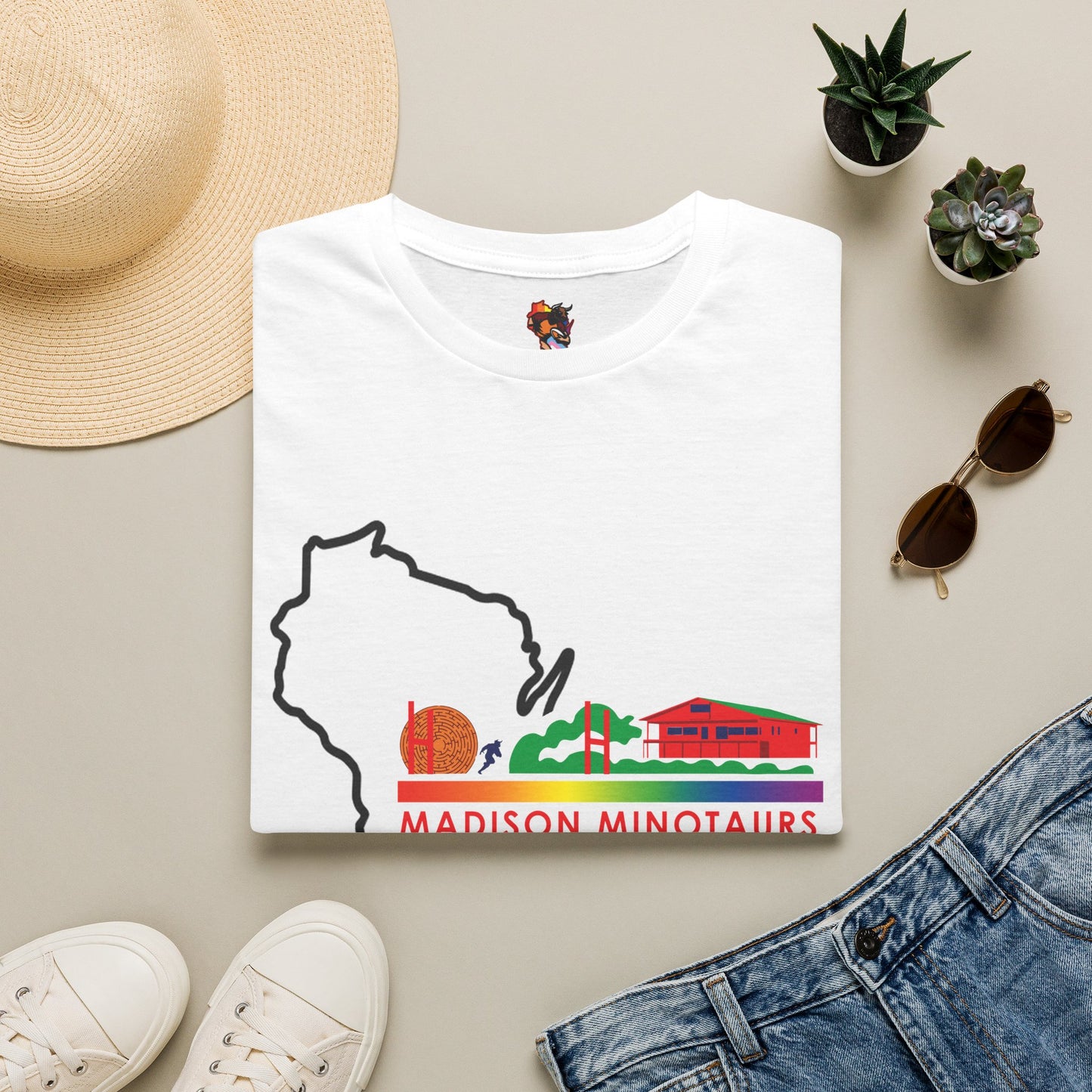 Madison Minotaurs Wisconsin License Plate T‑Shirt — Local Pride Rugby Team Tee