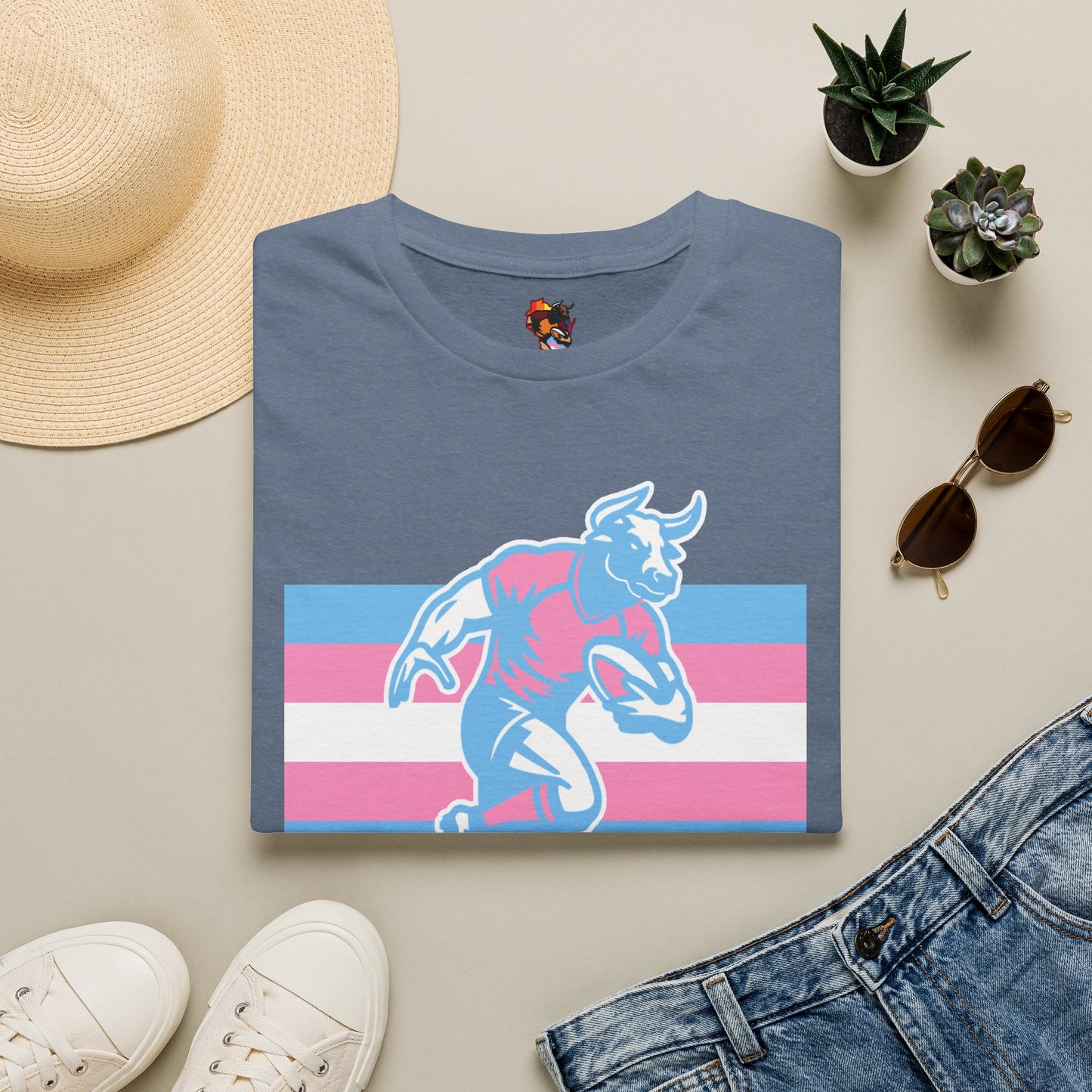 Trans Pride Rugby Player T-Shirt — Transgender Flag Athlete Tee